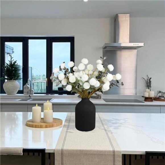 White Faux Flowers with Eucalyptus Stems for Vase Decor Centerpiece Wedding - Picture 5 of 7